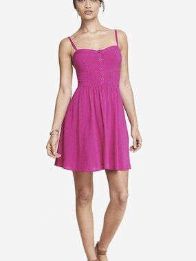 Express Cami Sundress Magenta Front Button Mini Dress Womens Size L Tomato Girl